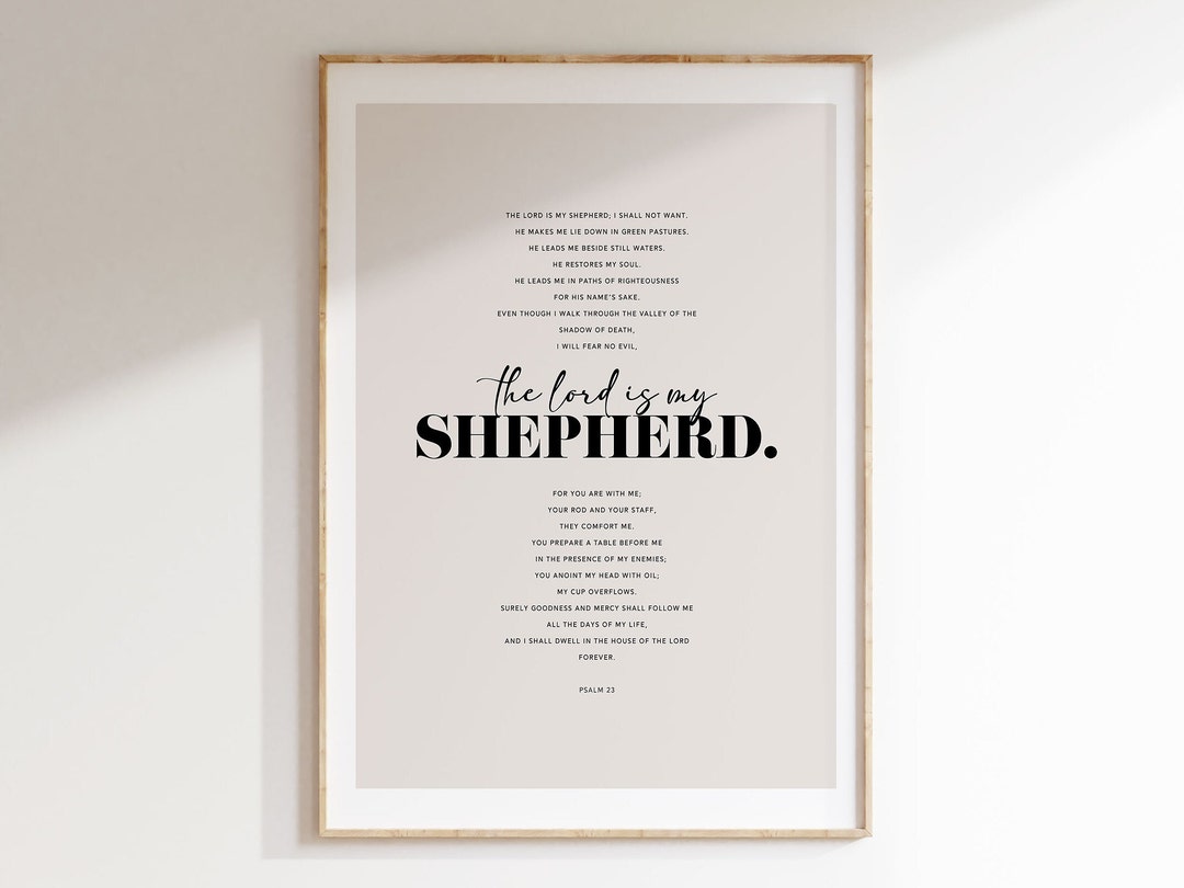 Psalm 23 Scripture Wall Art, the Lord is My Shepherd Christian Print ...