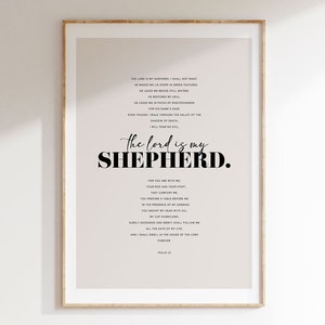 Psalm 23 Scripture Wall Art, The Lord Is My Shepherd Christian Print, Digital Instant Download, Christian Modern Home Decor, Baptism Gift