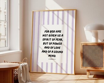 Encouraging Christian Artwork, 2 Timothy 1:7 Scripture Print (Digital Download)