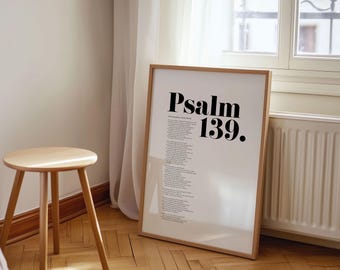 Psalm 139 Bible Verse Wall Art, Fearfully and Wonderfully Made, Christian Modern Scripture Poster Decor, Bold Typography, Baptism Gift Idea