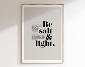 Be Salt and Light Print, Minimalist Christian Wall Art (Digital Download)
