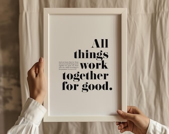 Romans 8:28 Bible Verse Print, Christian Wall Art (Digital Download)