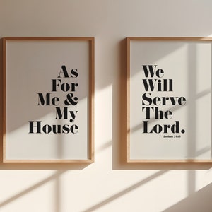 Joshua 24 15 We Will Serve The Lord Set of 2 Christian Wall Art, Instant Download Popular Bible Quote Home Decor Bold Statement Art For Home