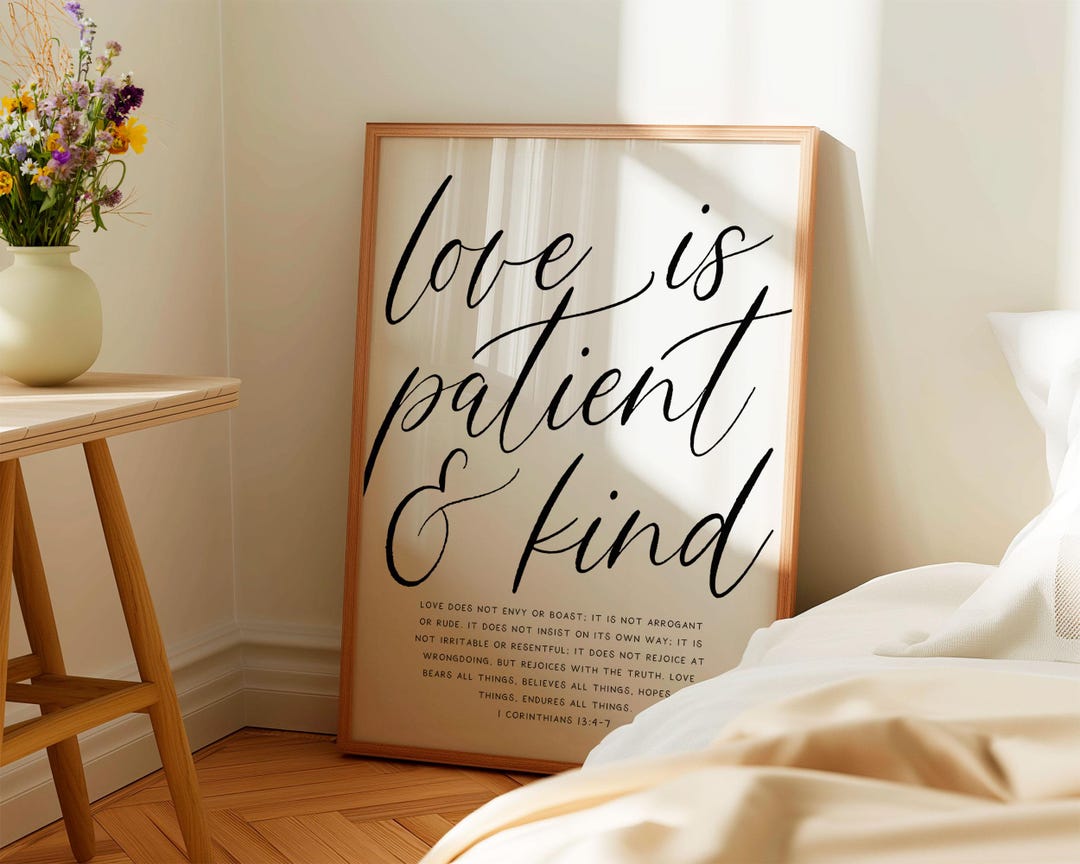 1 Corinthians 13 Bible Verse Art Print, Love is Patient (digital ...