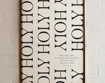 Modern Bold Christian Poster, Holy Holy Revelation 4 8 Bible Verse Wall Art (Digital Download)