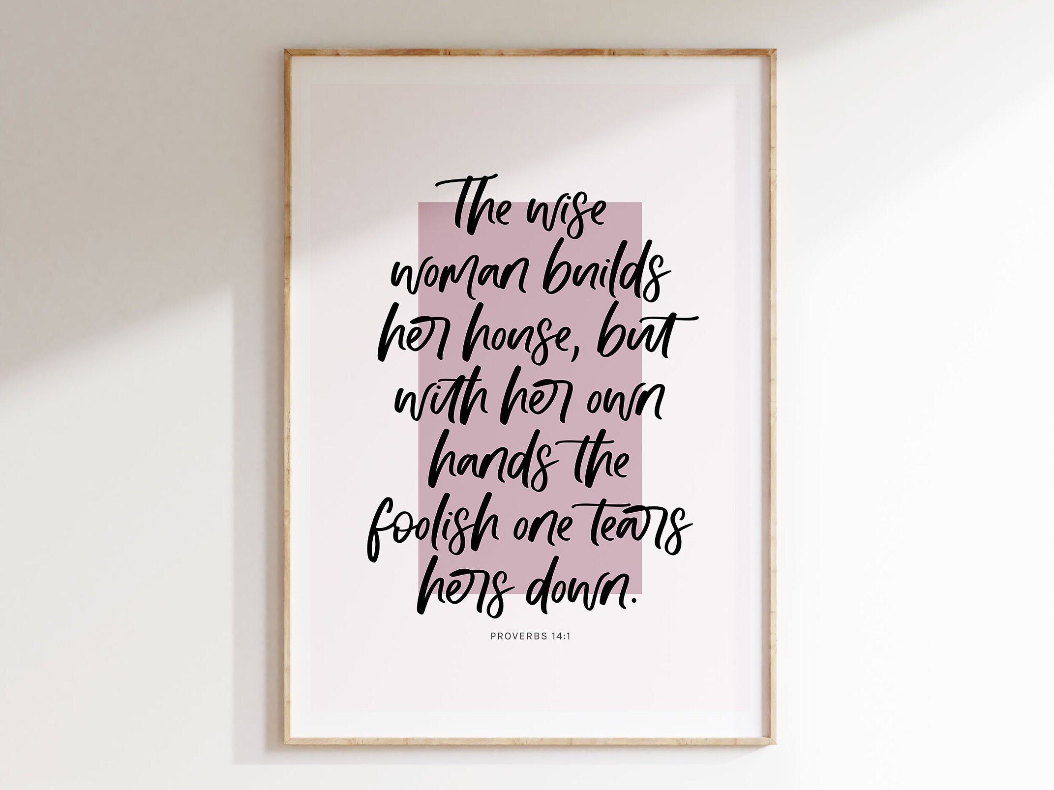 Proverbs 14 1 Bible Verse Print Wise Woman Builds Her House
