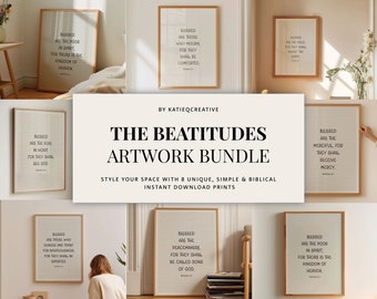 Beatitudes Prints Set, Sermon On The Mount, Scripture Art (Digital Download)