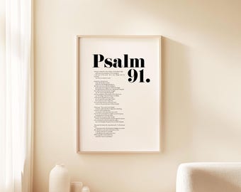 Psalm 91 NIV Bible Verse Wall Art, DIGITAL DOWNLOAD, Christian Modern Scripture Poster, Bold Typography, Baptism, Baby Shower Birthday Gift