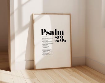Psalm 23 Bible Verse Wall Art, Minimalist Decor, Christian Modern Scripture Poster, Bold Typography, Baptism, Baby Shower Birthday Gift Idea