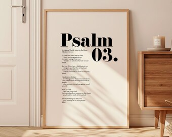 Psalm 3 Poster, Bold Psalm Scripture Print (Digital Download)