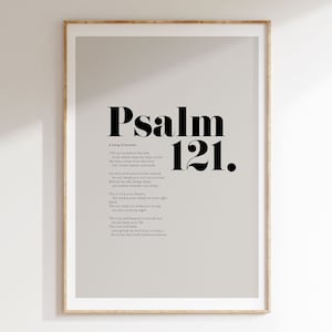 Art mural psaume 121 verset de la Bible, mon aide vient du Seigneur, décoration d'affiche chrétienne moderne, typographie audacieuse, idée cadeau baptême