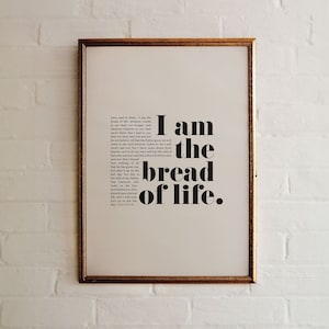 I Am The Bread Of Life John 6 35 Bible Verse Print, Eucharist, Scripture Wall Decal, Instant Download, Christian Home Decor Church Art, I AM