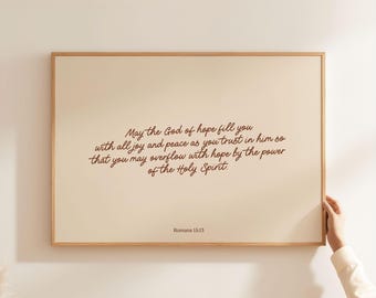 Romans 15 13 Modern Christian Poster, Landscape Bible Verse Wall Art (Digital Download)