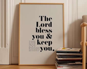 Number 6 24-26, The Lord Bless You and Keep You Wall Art, Aaronic Blessing, The Blessing Print, DIGITAL DOWNLOAD, Church Decor, Modern Art