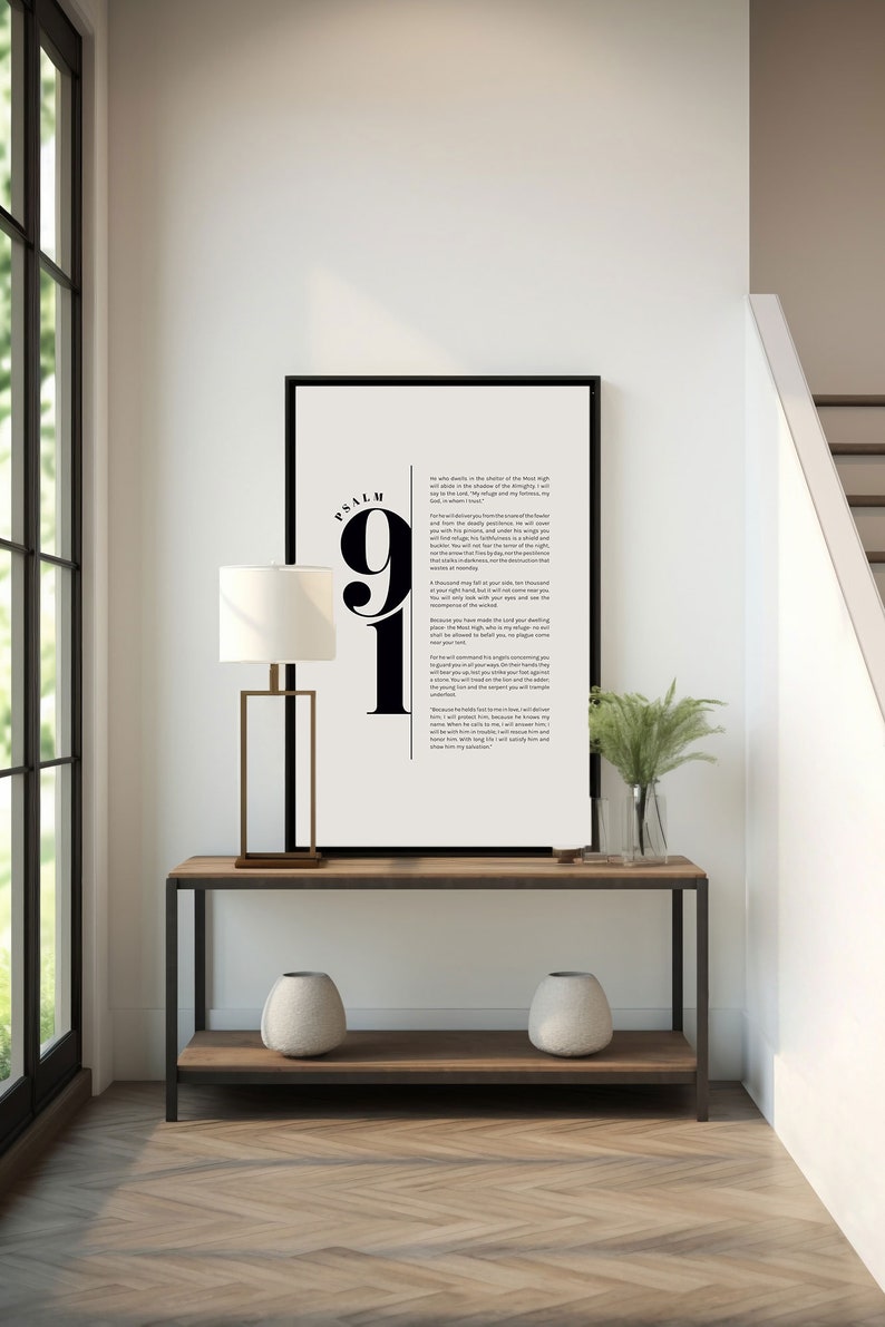 Psalm 91 printable scripture wall art bible verse contemporary wall