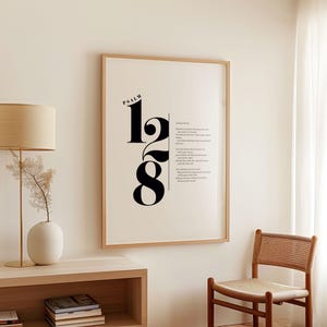 Psalm 128 Christian Wall Art, Psalm Poster, Christian Psalms DIGITAL DOWNLOAD, Baptism Gift, Sunday School, Bold Minimalist Scripture Print
