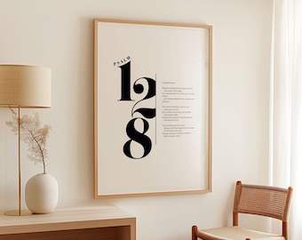 Psalm 128 Scripture Art Print, Minimalist Christian Wall Decor (Digital Download)