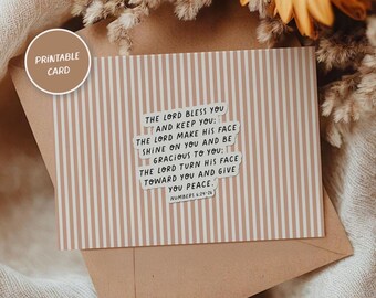 Printable Christian Encouragement Card, Number 6:24-26 Scripture Card Set of 5 (Digital Download)