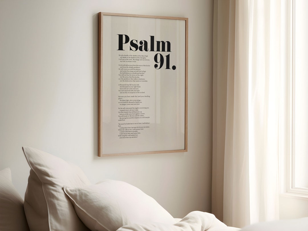 Psalm 91 Bible Verse Print, Modern Christian Wall Art (digital Download ...