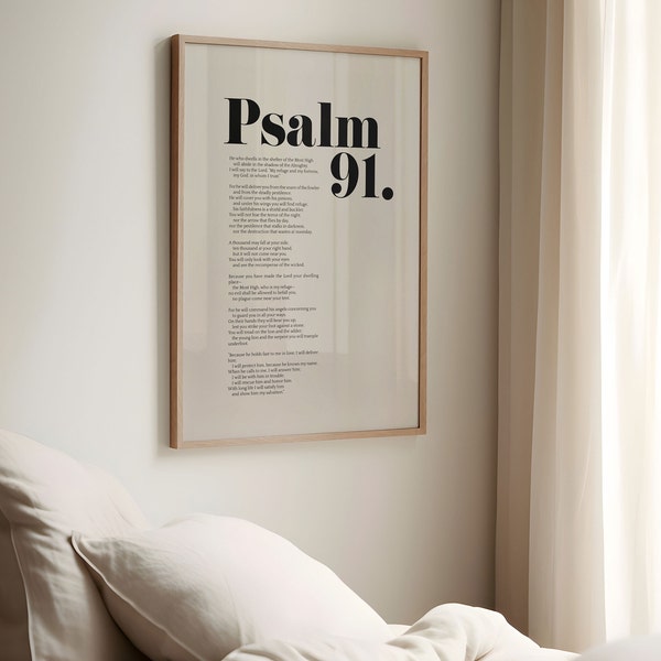 Psalm 91 Bible Verse Print, Modern Christian Wall Art (Digital Download)