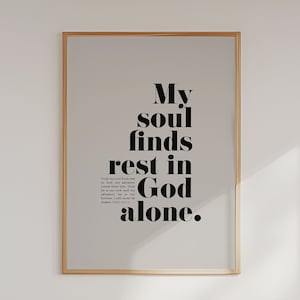 Salmo 62 Poster, Mi alma encuentra descanso solo en Dios IMPRESIÓN DIGITAL, Versículo bíblico cristiano para la decoración del hogar, Versículos bíblicos sobre la paz, Descanso en Dios