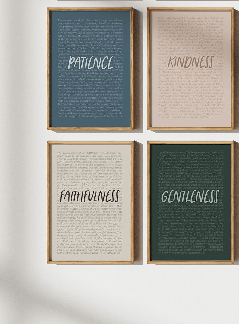 Fruits of the Spirit Poster Set, Bible Verse Art (digital Download) - Etsy