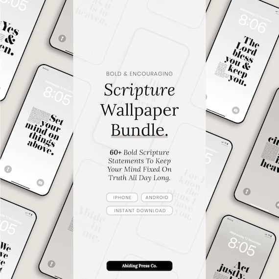 60+ Christian Phone Wallpaper Bundle | Bible Verse Wallpapers | iPhone Android Lock Screen | Digital Download