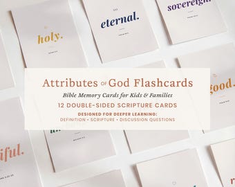 Attributes of God Flashcards | Bible Memory Cards for Kids (Instant Download)
