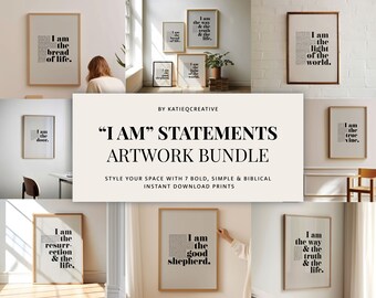 I AM Statements Christian Art Prints, Church Decor (Digital Download)