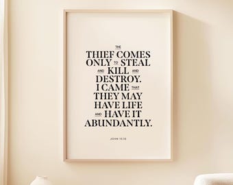 John 10 10 Christian Artwork, Modern Scripture Poster (Digital Download)