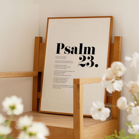 Deutsches Psalm 23 Bibelvers-Wandbild Minimalistische Dekoration Moderner Christlicher Schriftzug-Poster auf Deutsch, Deutsches Psalm-Poster