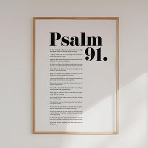 Psalm 91 King James Version Bible Verse Wall Art, KJV, Christian Modern Scripture Poster, Bold Typography, Baptism, Baby Shower