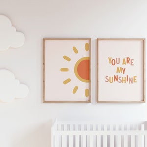 You Are My Sunshine Set of 2 Instant Printable Wall Art, Nursery & Kids Room Print, quote poster, baby room, gift idea, inspirational