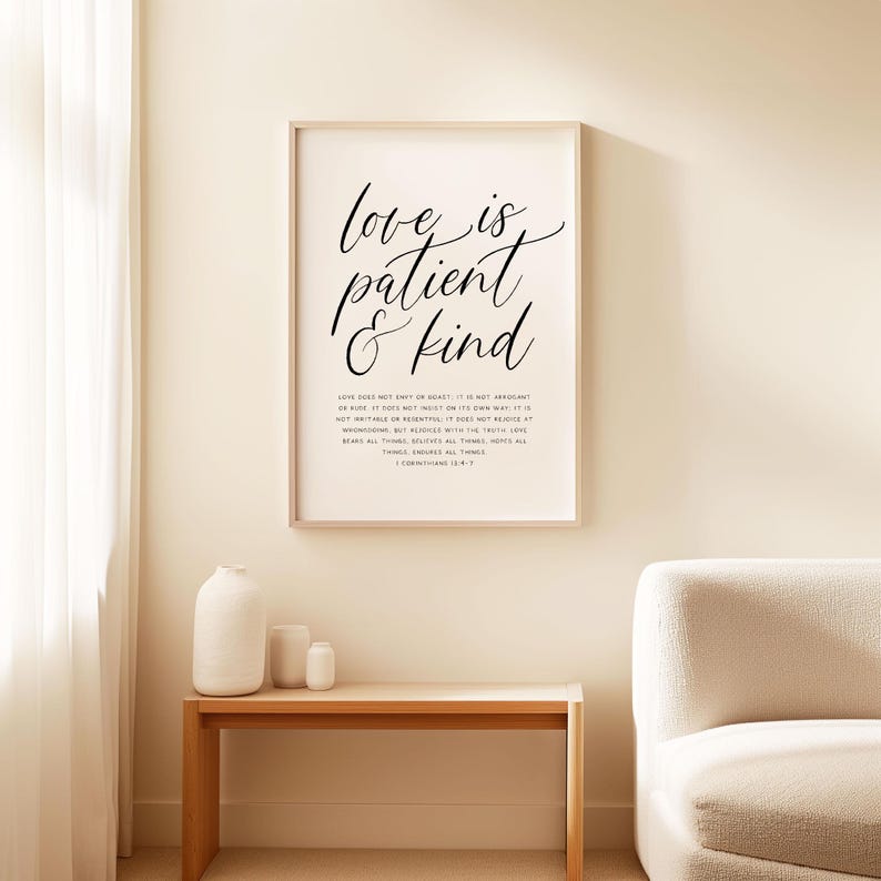 1 Corinthians 13 Bible Verse Art Print, Love is Patient (digital ...