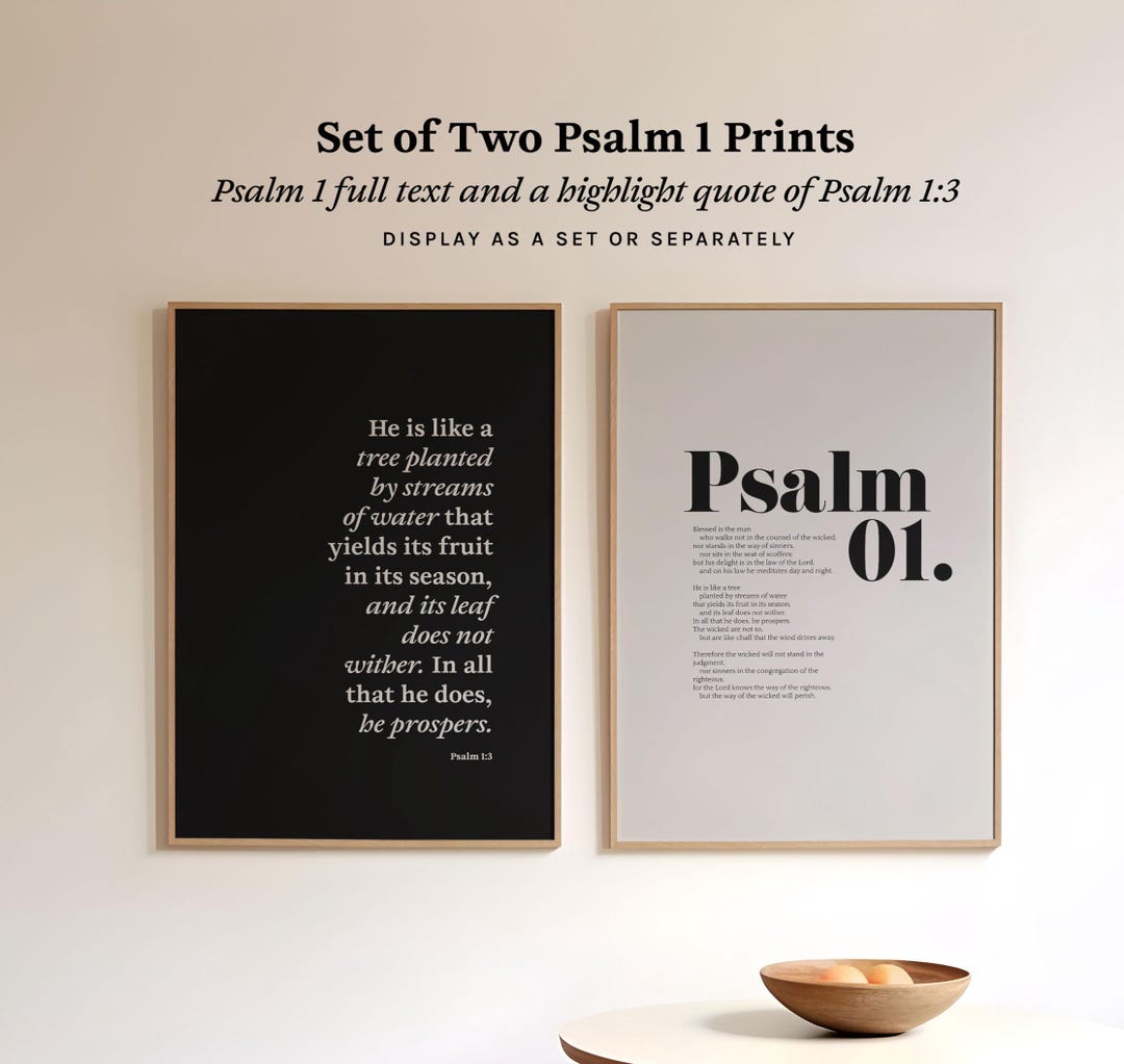 Psalm 1 Scripture Art Print Set, Christian Home Decor (digital Download ...