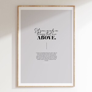 Set Your Mind On Things Above Colossians 3 Bible Verse Wall Art, Digital Download, Christian Scripture Poster, Typography, Home Decor,