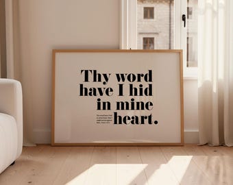 Psalm 119 11 Modern Christian Poster, KJV Bible Verse Wall Art Home Decor (Digital Download)