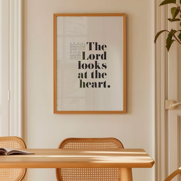 The Lord Looks At The Heart Bible Verse Quote 1 Samuel 16 7 Christian Art Baptism Gift Church Decor Kids Room Christian Verse About Love