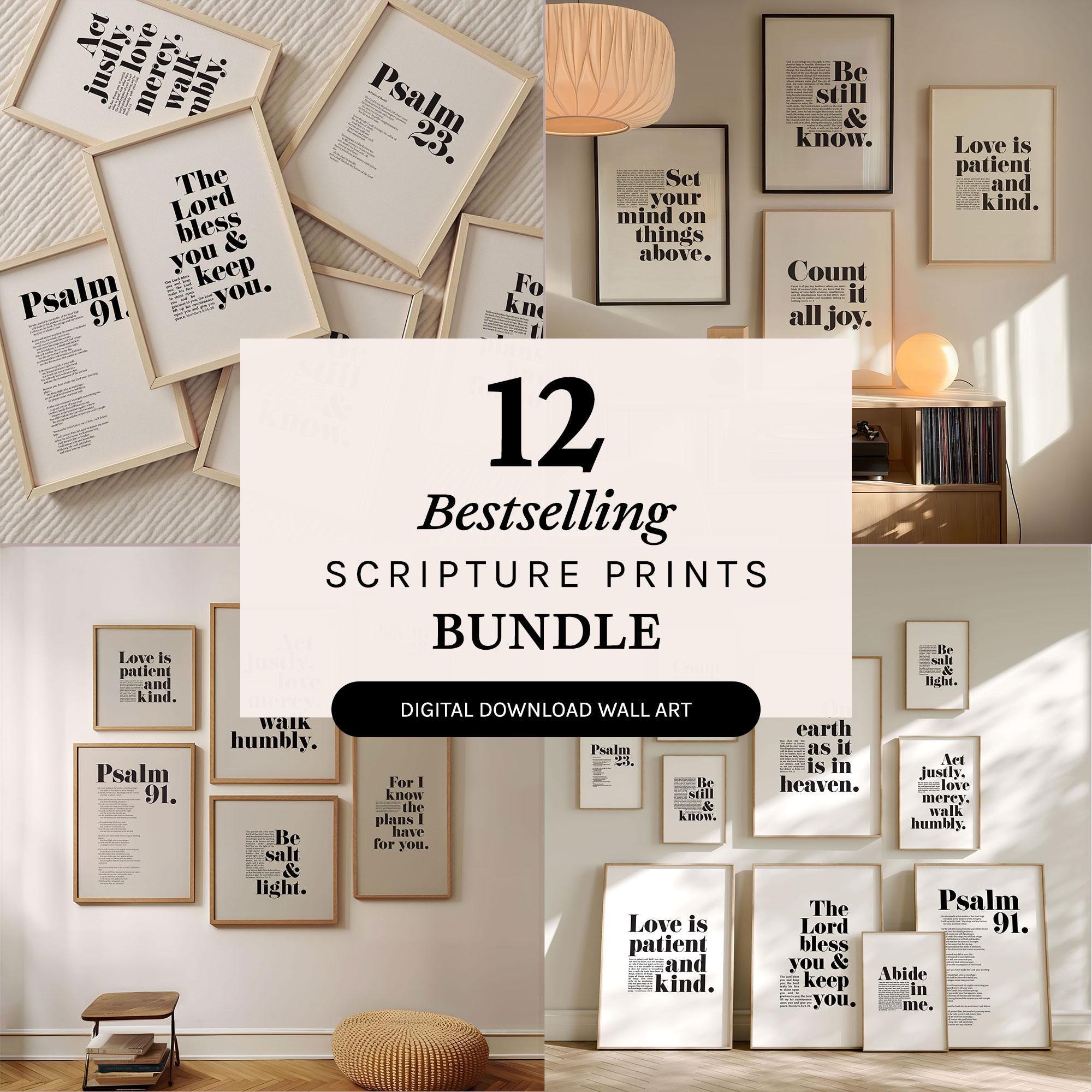 Scripture Wall Art Prints Bundle – Modern Christian Decor (digital ...