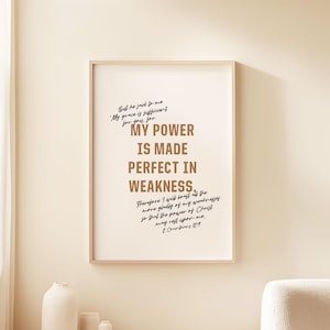 Bible Verse Wall Art, 2 Corinthians 12 9, DIGITAL DOWNLOAD, Christian Quote Poster, Encouraging Bible Verse, Modern Christian Home Decor,