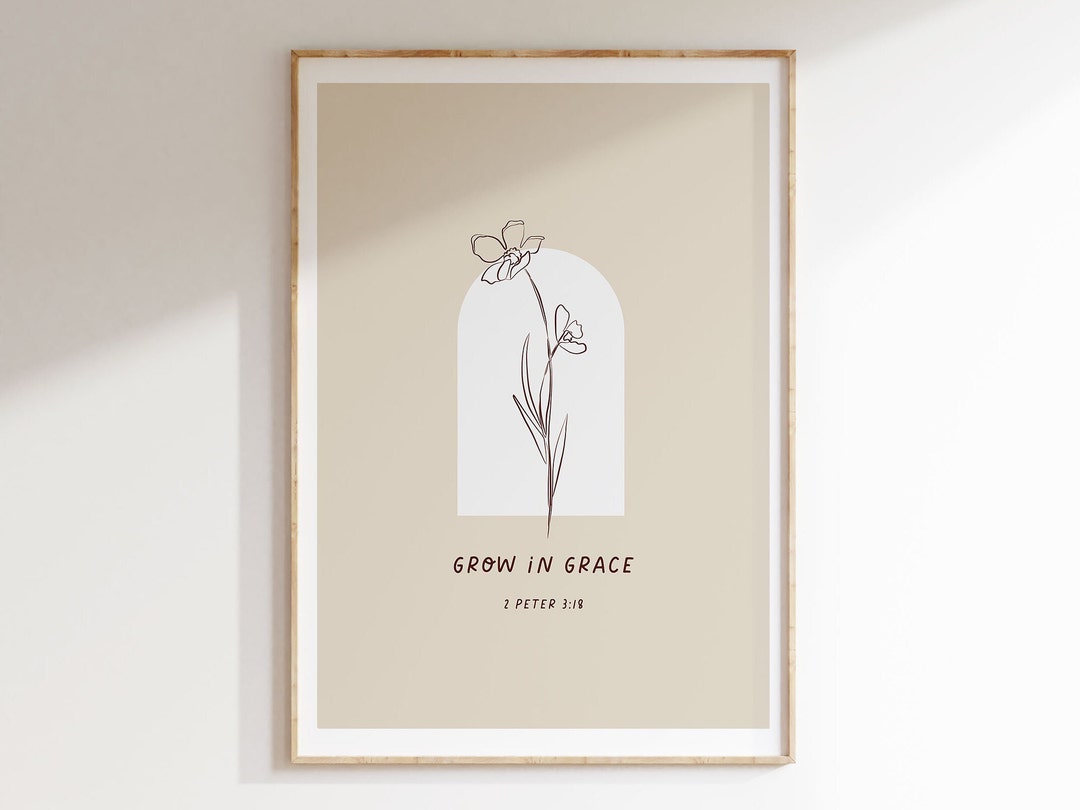 Botanical Christian Wall Art Grow in Grace Bible Verse 2 Peter 3 18 ...
