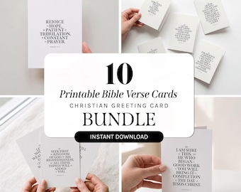 Printable Bible Verse Cards Bundle | 10 Christian Greeting Cards & Notecards | Modern Scripture Cards (Digital Download)
