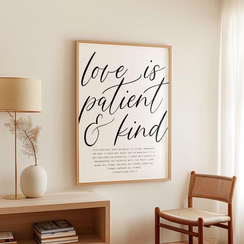 1 Corinthians 13 Bible Verse Art Print, Love is Patient (digital ...