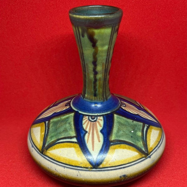 1920s Gouda Zuid Holland Damascus Vase Arts and Craft Dutch folk art