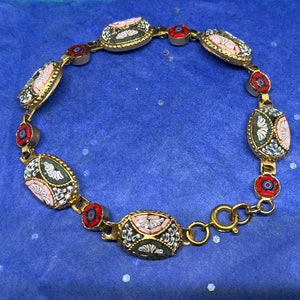 Vtg 1950s micro mosaic geometric design bracelet made in Italy