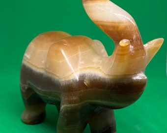 Vtg Banded Agate Abstract Elephant figure sculpture