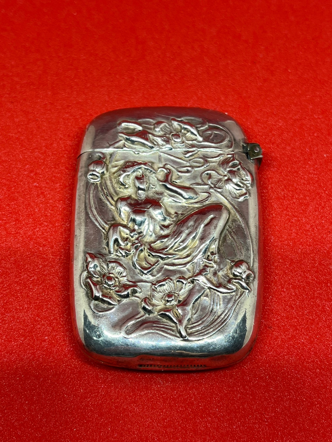Art Nouveau Sterling Silver Match Safe Woman Smoking Cigarette - Etsy