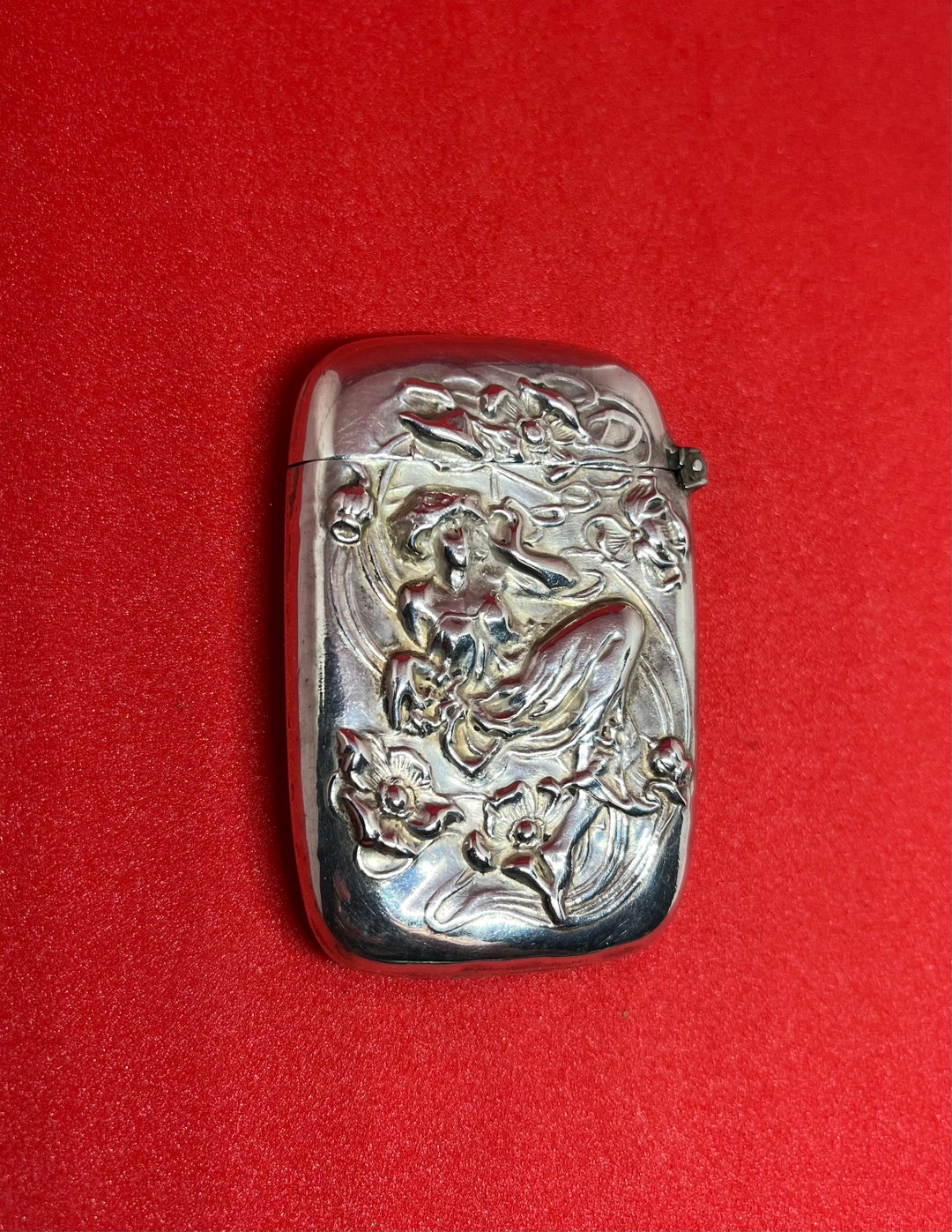 Art Nouveau Sterling Silver Match Safe Woman Smoking Cigarette - Etsy