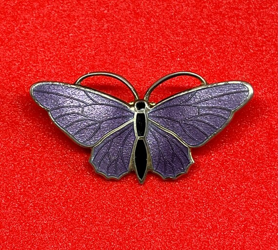 Purple enamel butterfly brooch Gem