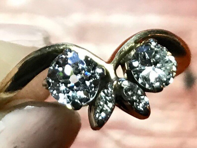 Unusual Vtg Estate Double Diamond Ring in 14 Karat Gold - Etsy